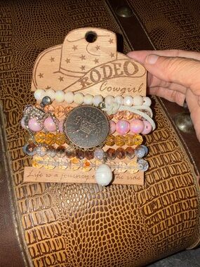 Pink & Gold Multi-Strand Beaded Bracelet Set